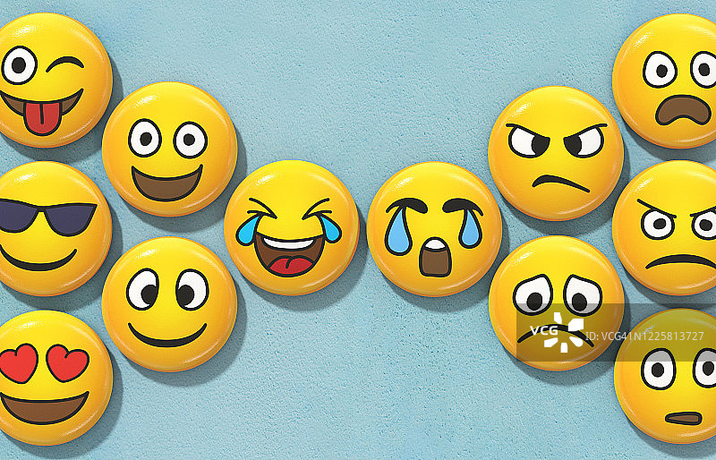 描绘躁郁症、躁狂症和抑郁症的表情符号图片素材