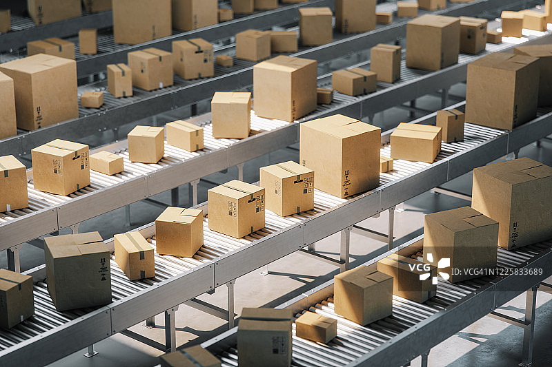 传送带上的盒子图片素材