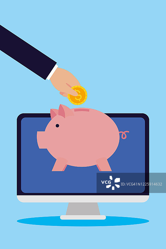 带有桌面的银行在线技术图片素材