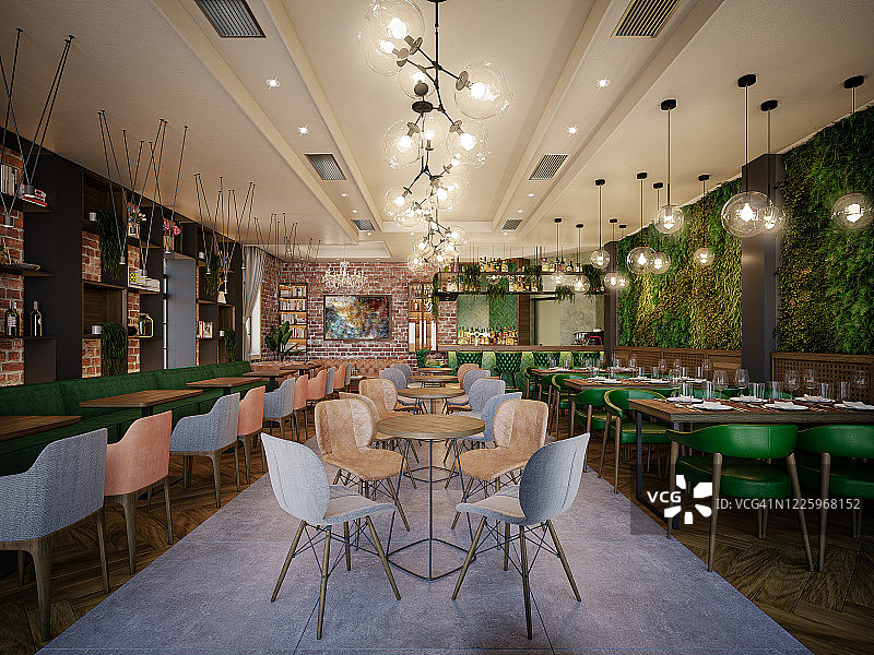 咖啡馆/餐厅室内设计计算机生成图像建筑可视化3D渲染图片素材