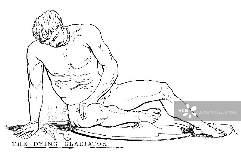 古老的雕塑插图：希腊雕塑，垂死的角斗士图片素材