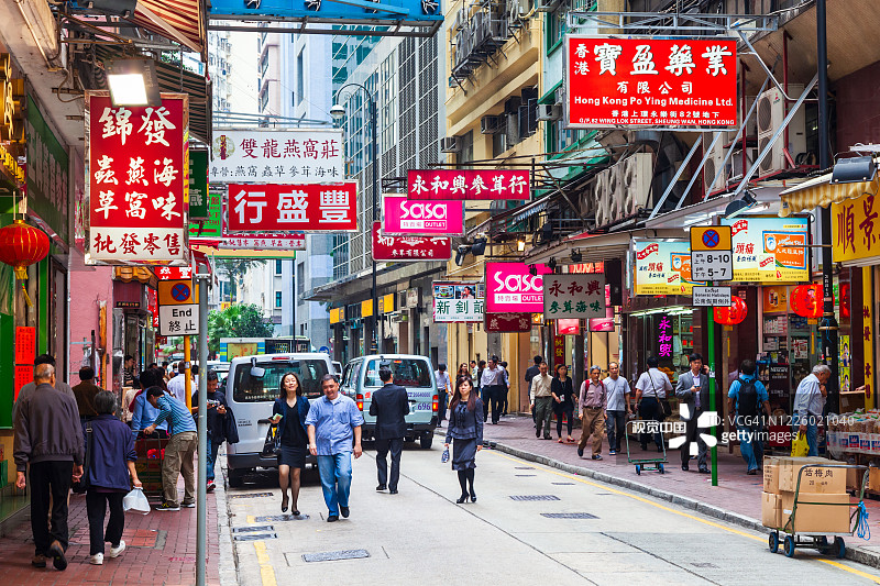 香港旺角行人购物街图片素材