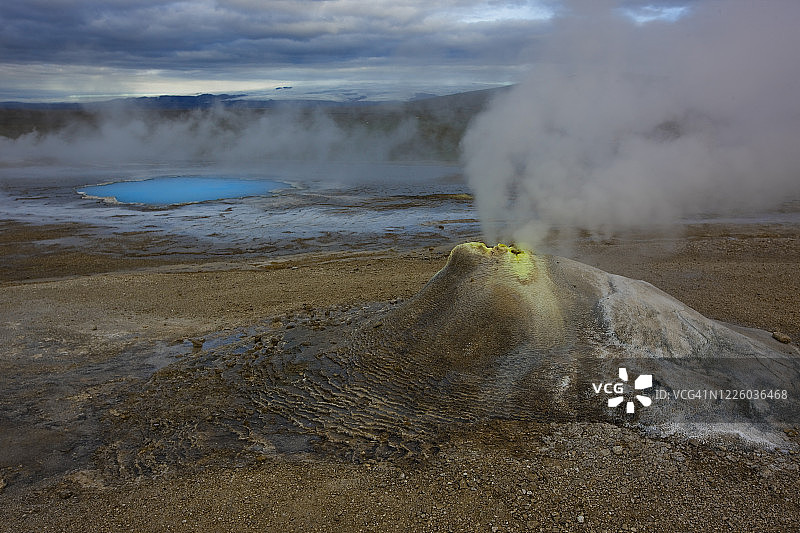 冰岛中部Hveravellir地热区的间歇泉图片素材