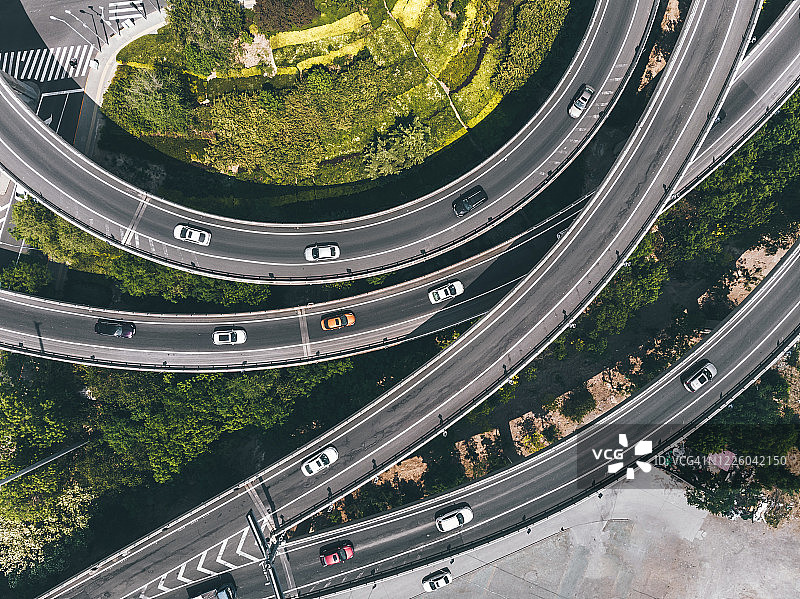 道路交叉口无人机俯视航拍图片素材