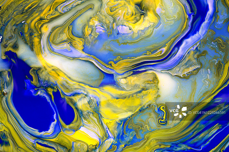 抽象蓝黄色液体背景图片素材