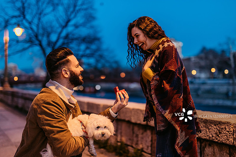 年轻男人向女友求婚图片素材