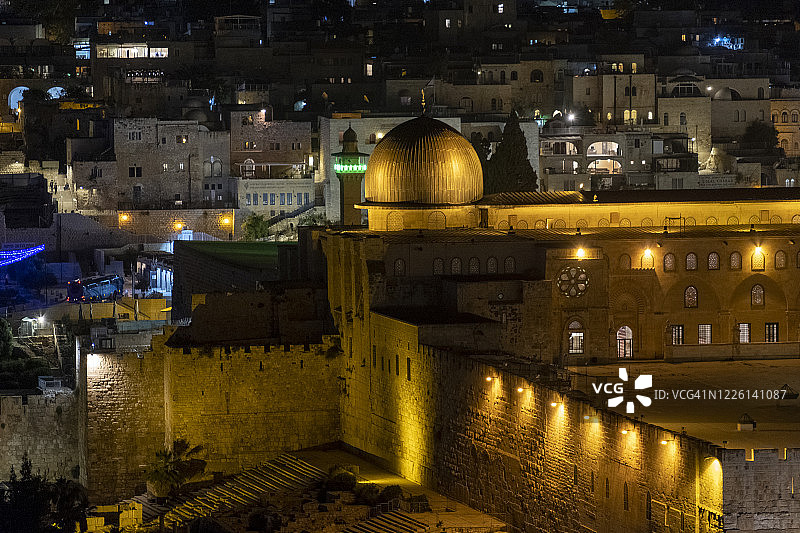 耶路撒冷夜色中的圣殿山图片素材