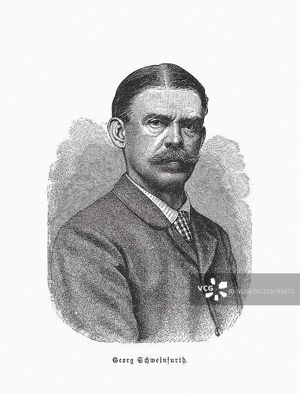 格奥尔格·施威因富特（1836-1925），波罗的海德国探险家和植物学家，1891年木刻图片素材