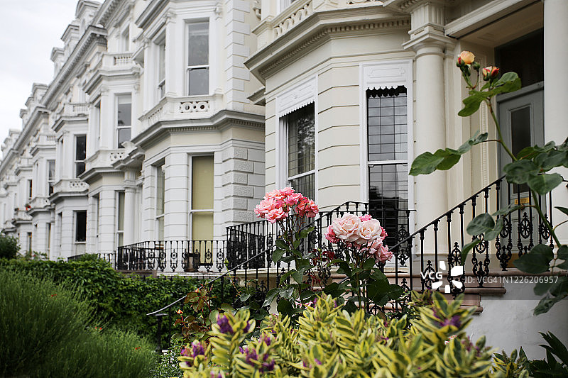 英国伦敦诺丁山区的住宅联排别墅图片素材
