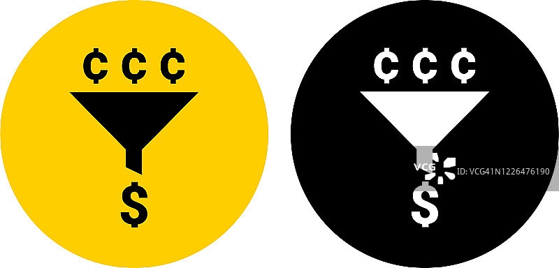 美分和美元符号的简约漏斗图标图片素材