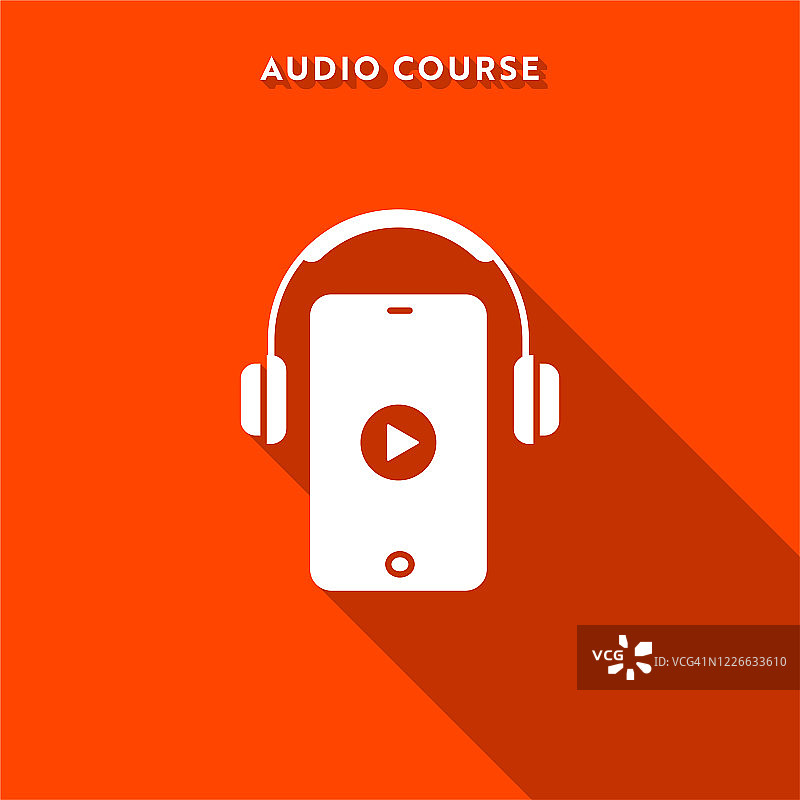 带长阴影的音频课程图标图片素材