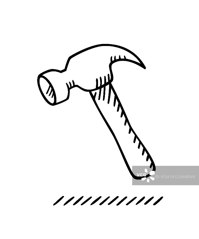 锤子涂鸦黑白图片素材