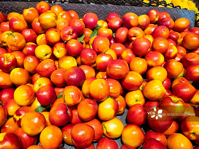 食品店出售的红色油桃图片素材