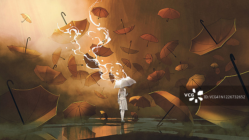 从天而降的雨伞图片素材