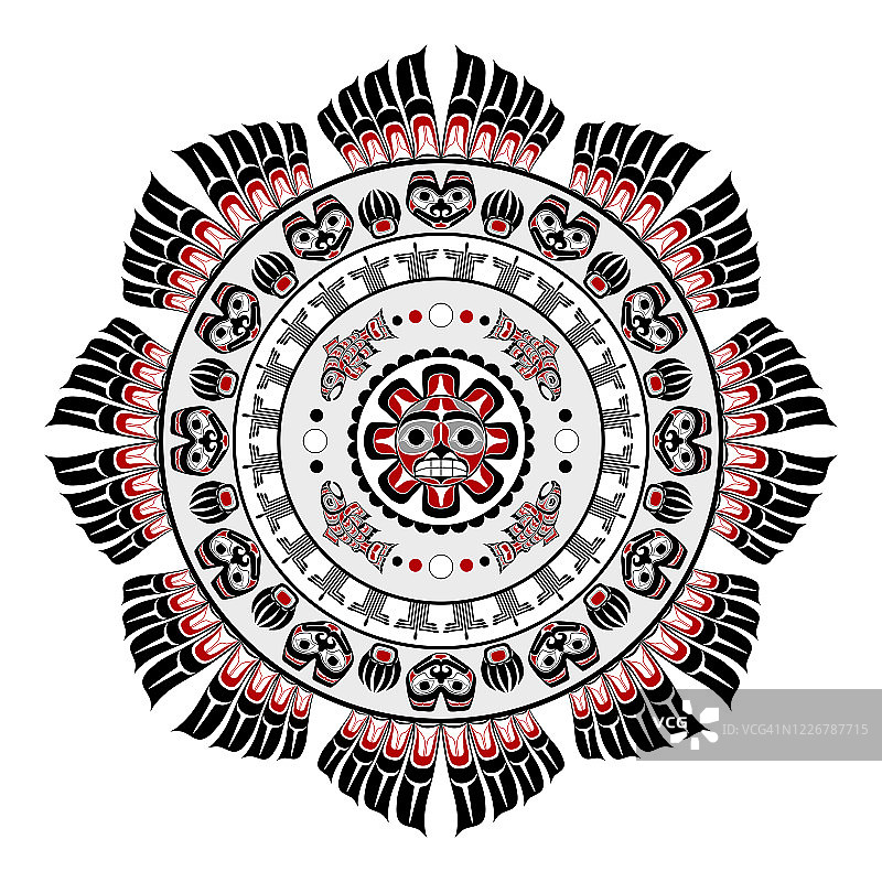 太平洋西北部美洲原住民艺术曼陀罗图片素材