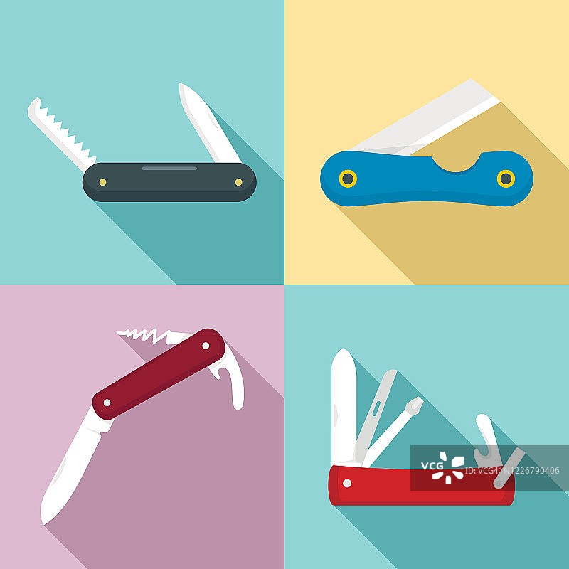 小折刀图标集（扁平风格）图片素材