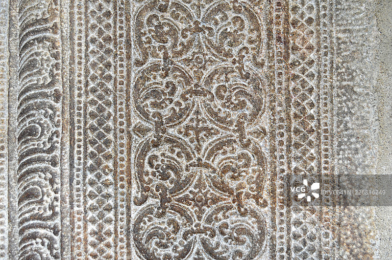 佛牙寺的石雕装饰艺术细节图片素材