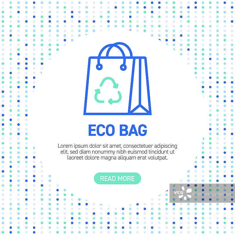 环保购物袋线性图标。带有图案的简单轮廓图标图片素材