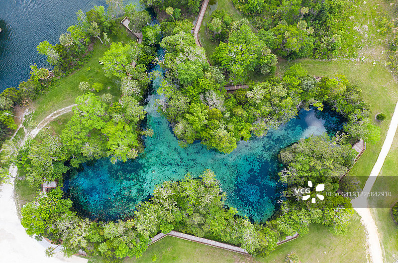 佛罗里达州水晶河三姐妹泉航拍无人机视图图片素材