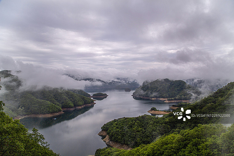 韩国春川昭阳湖航拍图片素材
