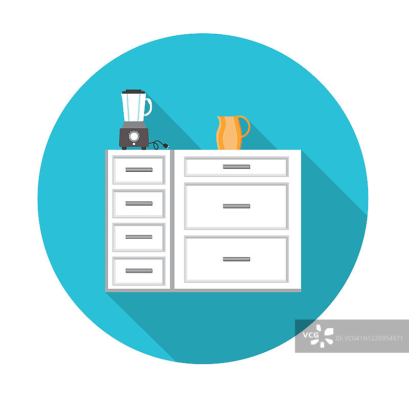 厨房橱柜扁平设计图标图片素材