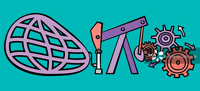 全球经济机械推动地球复苏，摆脱新冠疫情影响的股票图图片素材