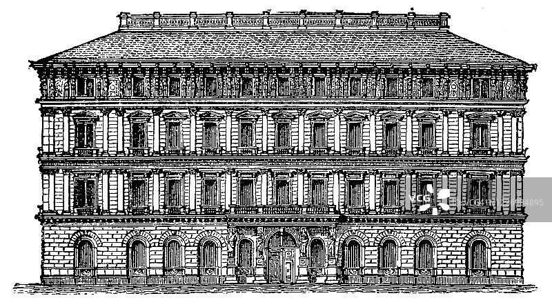 复古插画：维也纳爱泼斯坦宫图片素材