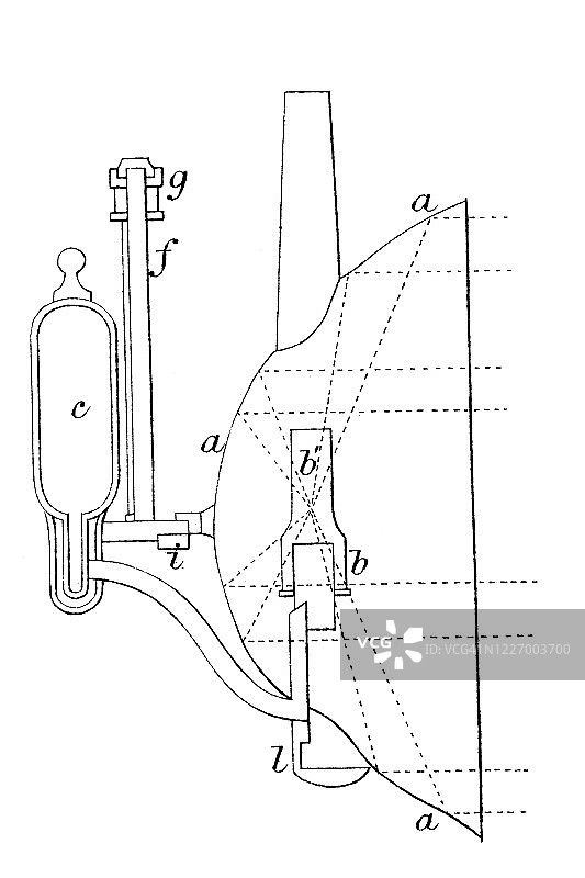 灯塔照明设备古老雕刻插图图片素材