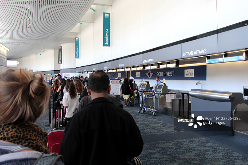 旧金山国际机场候机楼内部（西南航空公司值机处）图片素材