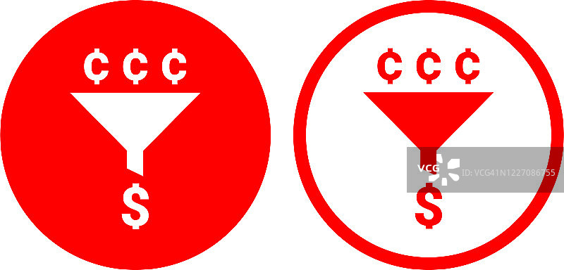 美分和美元符号的简约漏斗图标图片素材