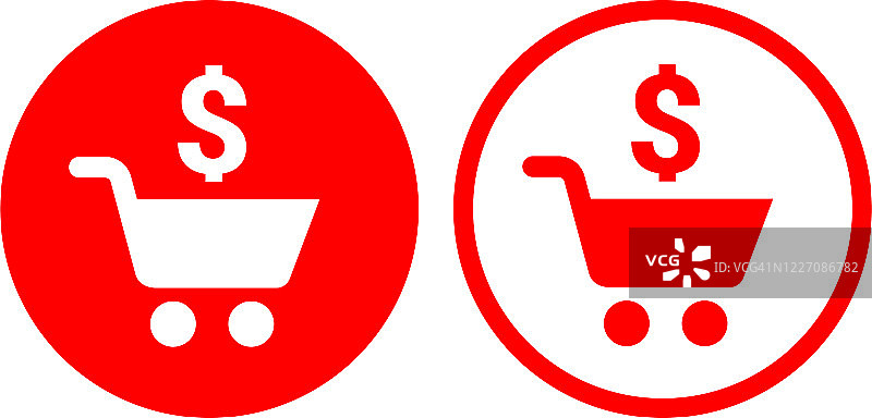 带有美元符号图标的购物车图片素材