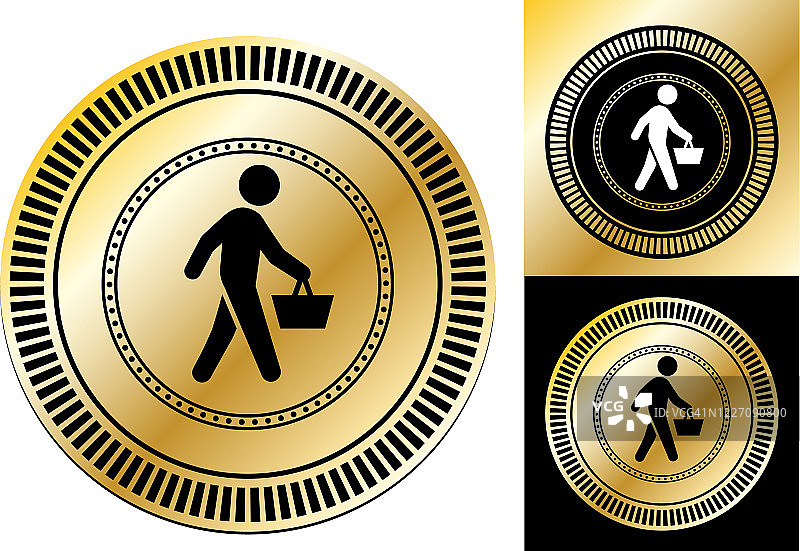 男人拿着购物篮图标行走图片素材