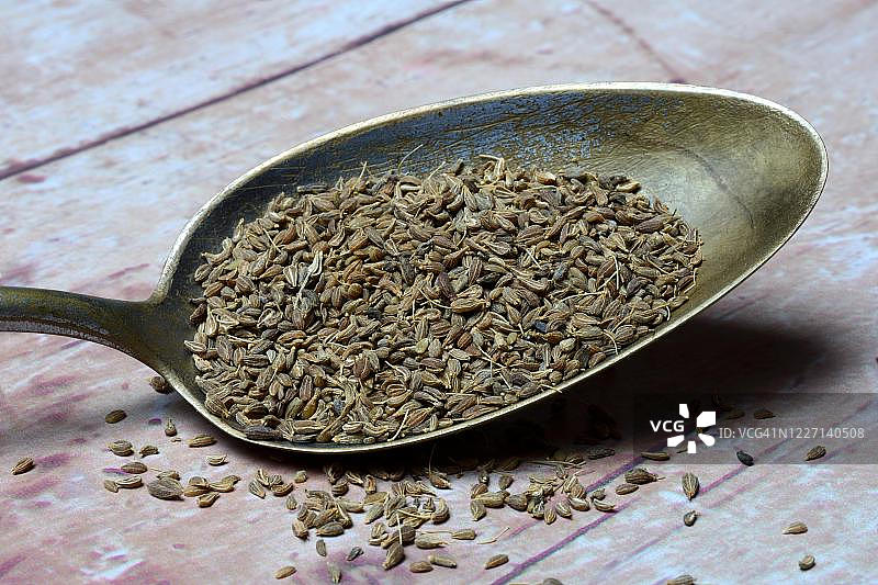 茴香，勺子里的茴香籽，食品摄影，工作室拍摄，德国图片素材