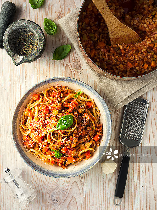 健康纯素意式肉酱面图片素材