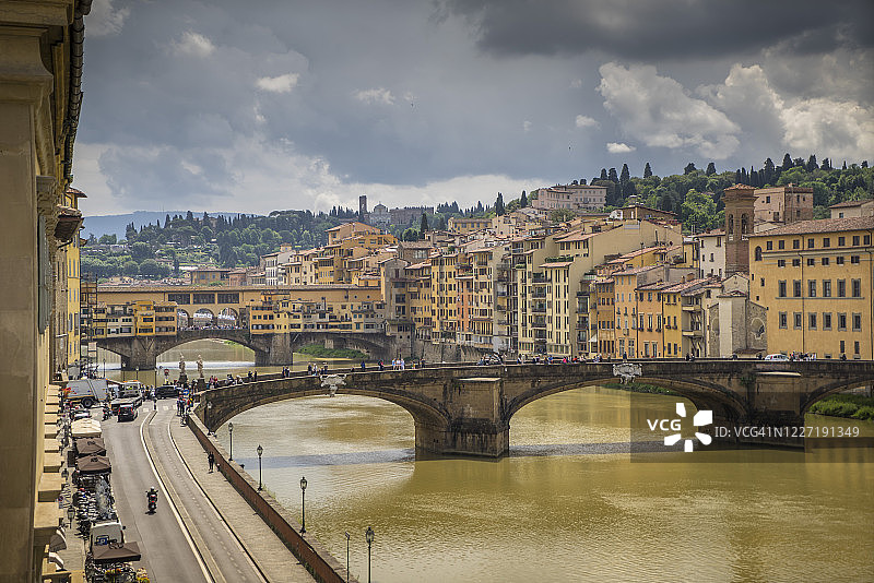 意大利托斯卡纳圣三一桥和老桥图片素材