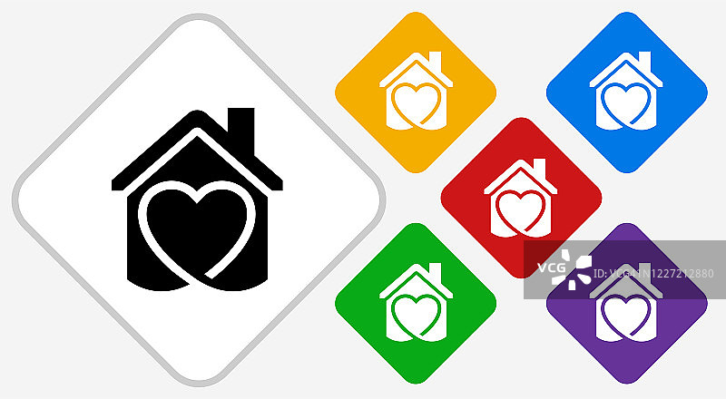 带有爱心图标的简约房屋图片素材