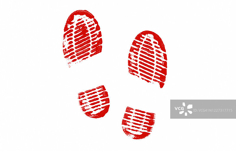 白色背景上的红色脚印图片素材