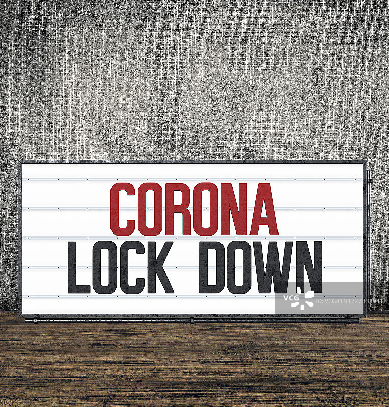 新冠疫情标识：关于新冠病毒封锁的警告/指导/信息指示牌。图片素材