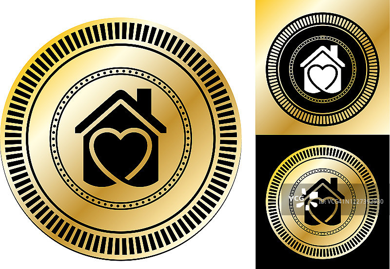 带有爱心图标的简约房屋图片素材