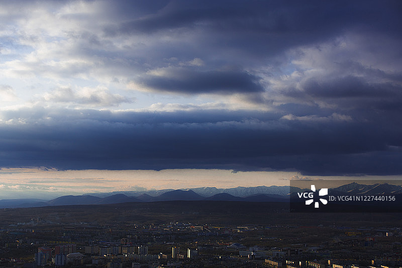 城镇日落全景图片素材