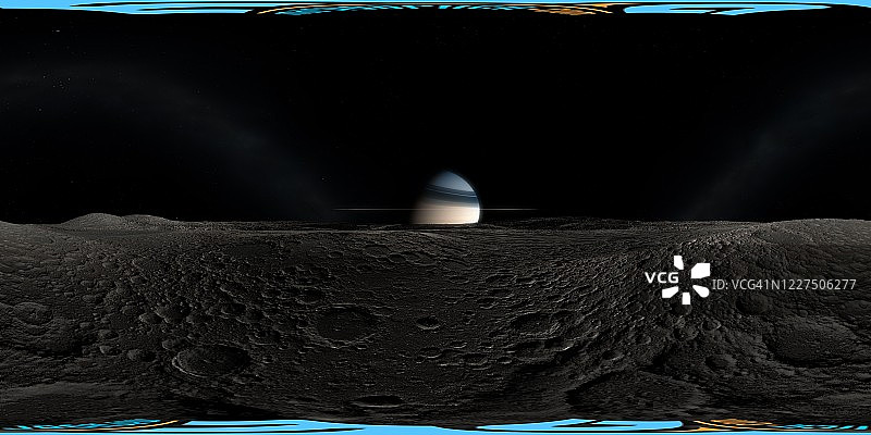从弥玛斯看到的土星插画图片素材