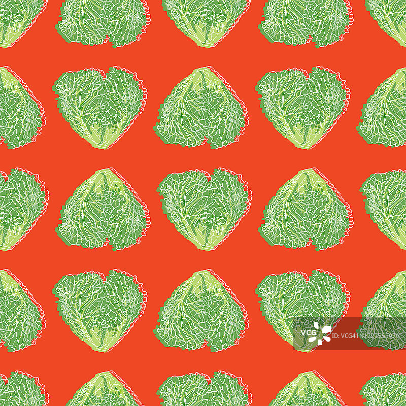 手绘罗马生菜无缝图案图片素材