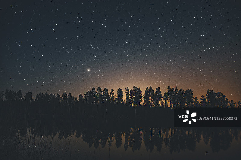 瑞典尼雪平瑟德曼兰树木上的星空图片素材
