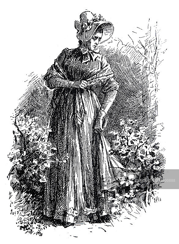 站在花园里的优雅女人图片素材