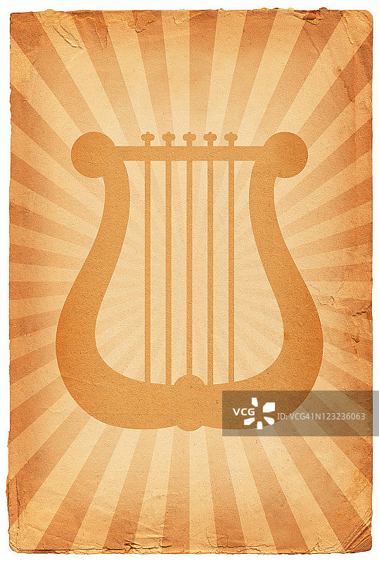 旧纸上的希腊里拉琴背景图片素材