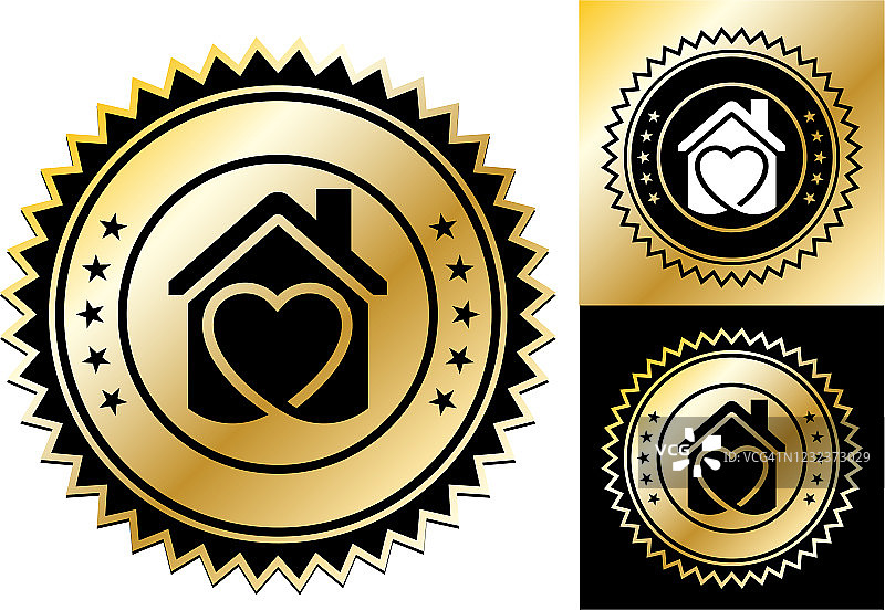 带有爱心图标的简约房屋图片素材