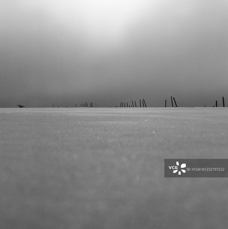 冰冻的扁头湖冬季风光图片素材