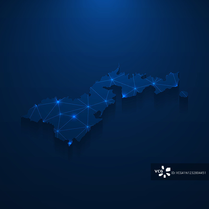 美属萨摩亚地图网络——深蓝色背景上的明亮网格图片素材