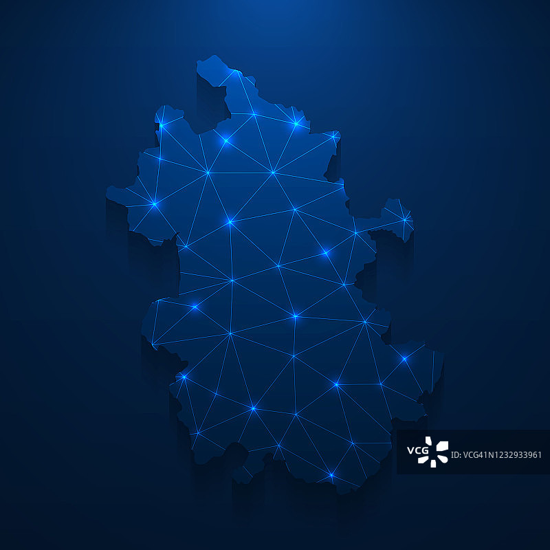 安徽地图网络——深蓝色背景上的明亮网格图片素材
