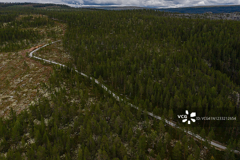 挪威海德马克郡的蜿蜒道路航拍图片素材